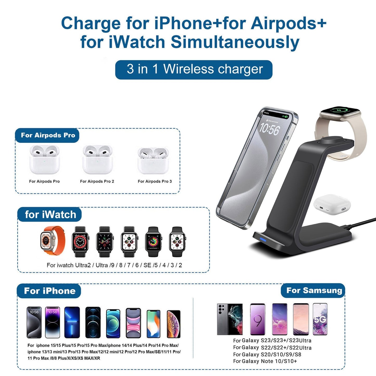 Three In One Wireless Charger Bracket Base