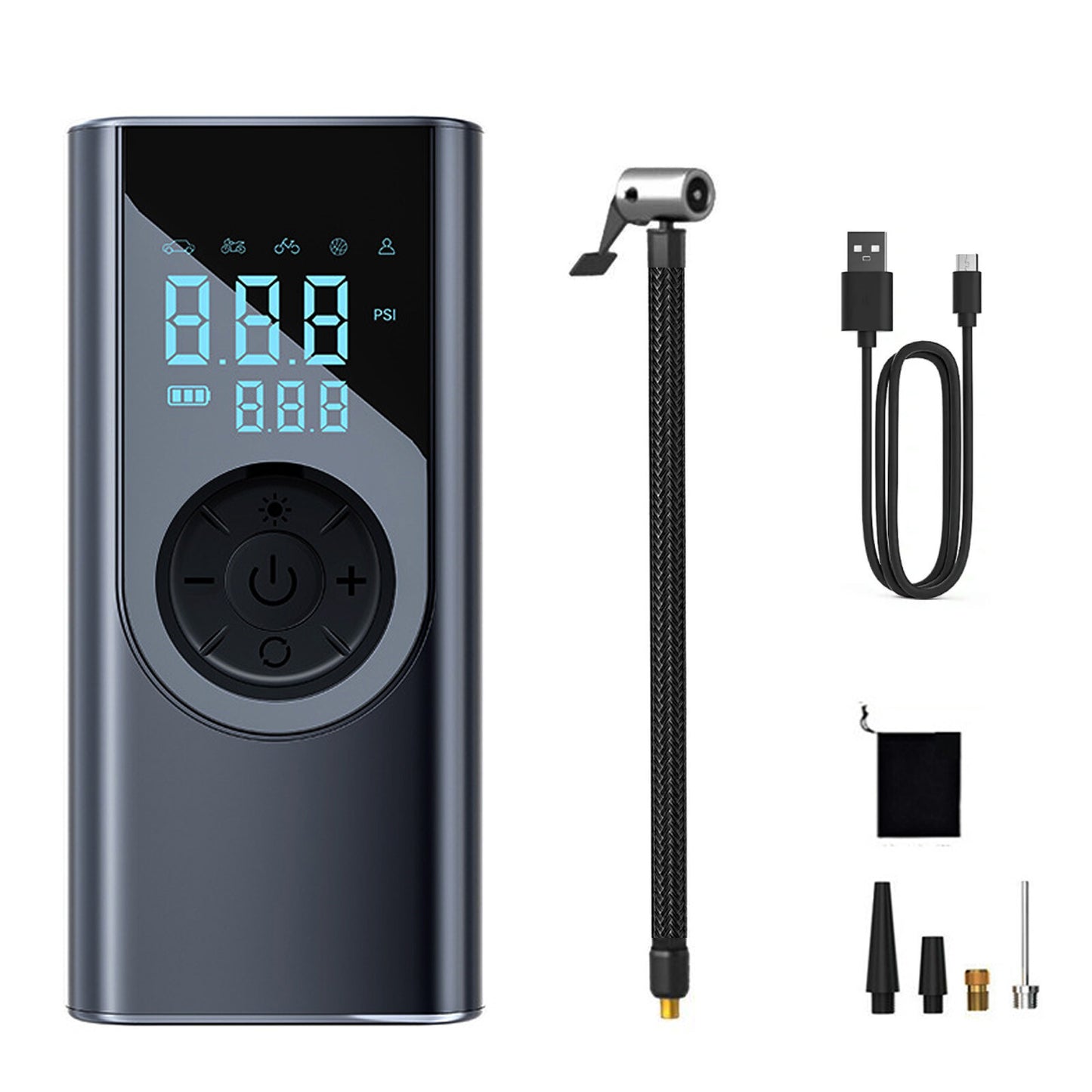 3 in 1 Wireless Digital Tyre Inflator 150PSI Portable Air Compressor For Car Moto Bike / Portable Phone charger / torch